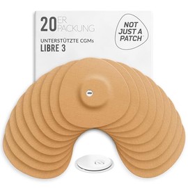Not Just A Patch Freestyle Libre 3 Plus Sensor Plasters (Pack of 20) - Sweat-Resistant & Secure Hold with Ventilation Hole for Optimal Adhesion & Gentle Protection - 14 Days Wearing Time (Beige)