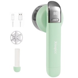 Portable electric lint remover,Fast and effective bobble remover for clothes,2-In-1 LED Digital Display clothes debobbler,With double protection. (green)