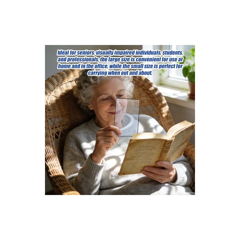 8pcs Page Magnifying Sheet for Reading, 4.7x7.1in & 2.2x3.2in 3X