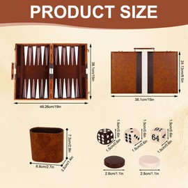 Backgammon Set, 11 Inch 2 Players Travel Backgammon Set with Premium Leather Case, Acrylic Playing Pieces and Dice Cups, Portable Backgammon Sets Luxury for Adults and for Children(Brown)