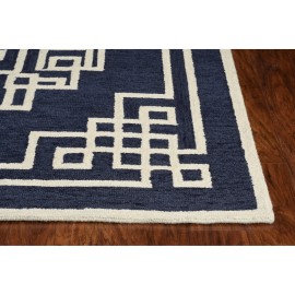 Homeroots 3' X 5' Navy Blue And Ivory Wool Abstract Geometric Hand Tufted Area Rug