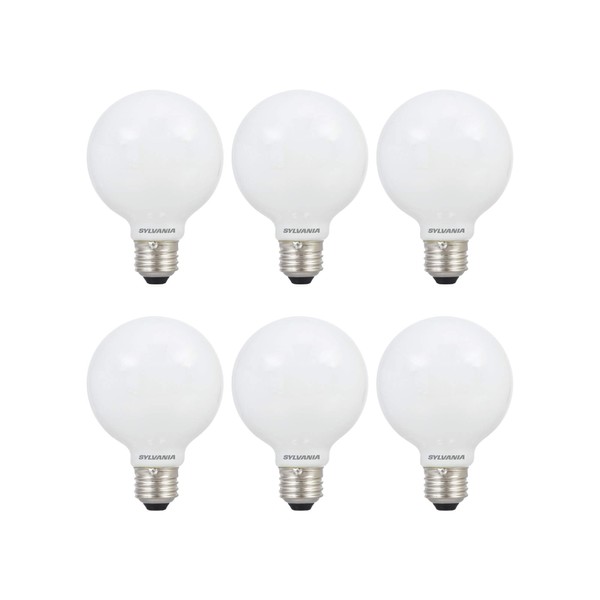 SYLVANIA LED TruWave Natural Series Globe Light Bulb, 40W Daylight Medium Base, Dimmable, Frosted - 6 Pack