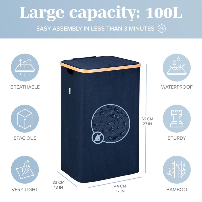 LONBET Laundry Basket with Lid, Made from Breathable Fabric |