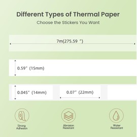 vretti HP4 Label Maker Tape,3 Rolls of Thermal Stickers Waterproof and Greaseproof Paper for Office and Home 160 Labels/roll (Transparent/White)