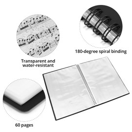 QWORK® A4 60 Pages Modern Music Folder 30 Pockets Music Folders for Musicians and Office