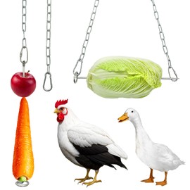 HahaMagic Pack of 2 Chicken Feeder for Hanging, Fruit Fork Made of Stainless Steel for Chicken with Hook, Chicken Vegetable Fruit Skewer, Suitable as Chicken Toy, Chicken Accessories and Chicken