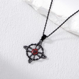 KoyeKei Black Witch Knot Necklace for Women 925 Sterling Silver Nudo de Bruja Plata Pendant Rose Wiccan Pagan Jewelry Witches Knot Gifts for Girlfriend Wife