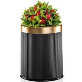 Yatmung 2.6 Gal Dog Poop Trash Can Outside - Outdoor Poop Garbage Can - Small Pet Waste Container with Lid - Front Porch, Waste Bin for Bathroom, Bedroom, Office - Plant Styled Dog Poop Bucket - Grey