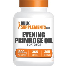 BulkSupplements Evening Primrose Oil Softgels 1300Mg Natural Nutrients 365 Count For Vitality