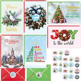 ceiba tree Religious Christmas Cards Christian Merry Christmas Cards With Envelopes & Stickers 24 PCS Joy Peace Blessings 4x6 inch Message inside Holiday Cards
