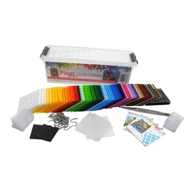 Pixel P60001-27501 Small Starter Box, Craft Set with 60 Pixel Plates, 4 Base Plates, 12 Lockets with Chain and 4 Mini Template Books, Easy Plug-In System