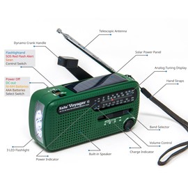 Best NOAA Portable Solar/Hand Crank AM/FM, Shortwave & NOAA Weather Emergency Radio with USB Cell Phone Charger & LED Flashlight (Green)