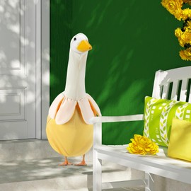 Funny Banana Porch Goose Outfits for 23 Inch Lawn Statue, Fruit Shape Costume for Plastic/Cement Statue, Duck Sculpture Clothes for Yard Patio Cosplay Party Decoration