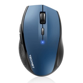 TECKNET Bluetooth Maus, 3200 DPI Kabellose Maus, 24 Monate Batterielebensdauer, Maus kabellos Bluetooth Mouse 6 Verstellbare DPI Level, Funk Maus mit Batterieanzeige für PC Mac (Himmelblau)