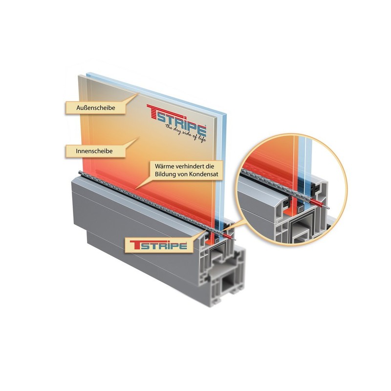 T-STRIPE Window Heater Length 2.20 - 2.90 m Against Condensation
