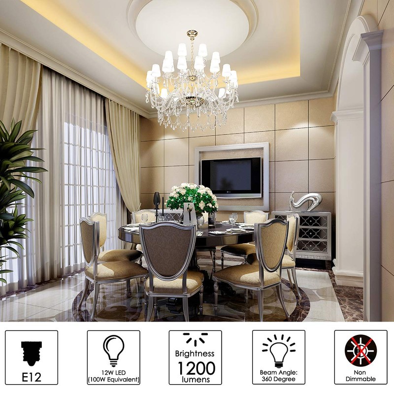 E12 LED Corn Light Bulbs, 12W Equivalent 100W, 1200 Lumen
