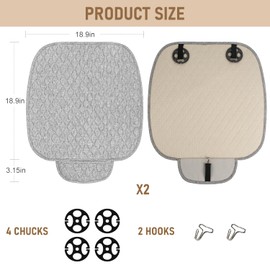 Gloserin Linen Car Seat Covers for Cars - Non-Slip and Soft, 2 PCS Bottom Seat Cover Protectors with Storage Pocket, Linen Front Seat Covers Used for SUVs, Cars, Sedans (Light Grey)