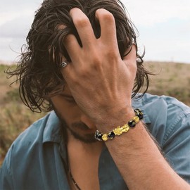 To My Man Bracelet Gold Feng Shui Wealth Beaded Bracelet for Protection Can Bring Luck and Prosperity Inspirational Birthday Gifts for Husband Boyfriend