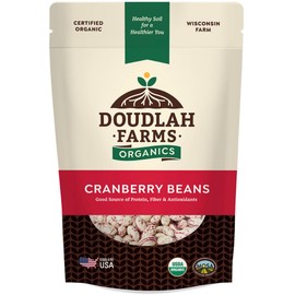 Organic Dried Cranberry Beans 1 lb - Non-GMO, USDA Organic, Farmed From Regenerative Soil, Tested Clean Certified, Vegan - Rich in Fiber & Protein for Soups, Burritos, Salads & Chili - Grown In USA by Doudlah Farms