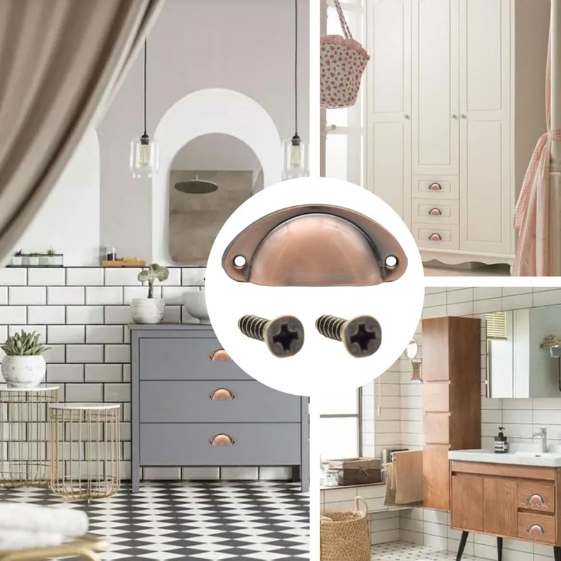 Hocansen 12 PCS Shell Cup Handles 81mm Metal Drawer Pull