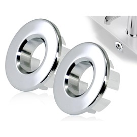 KAPSING Pack of 2 Sink Overflow Covers, Round Brass Kitchen Sink Overflow Covers, Sink Replacement Ring, for Bathroom Bathtub (Silver, 22-24 mm)