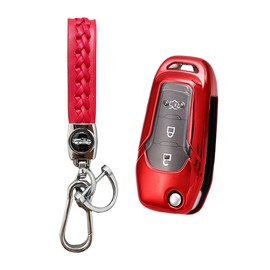 MEDZUK 5 colours: compatible with Ford Puma ST line X 2020-2023 2024 car key case with key ring accessories, red