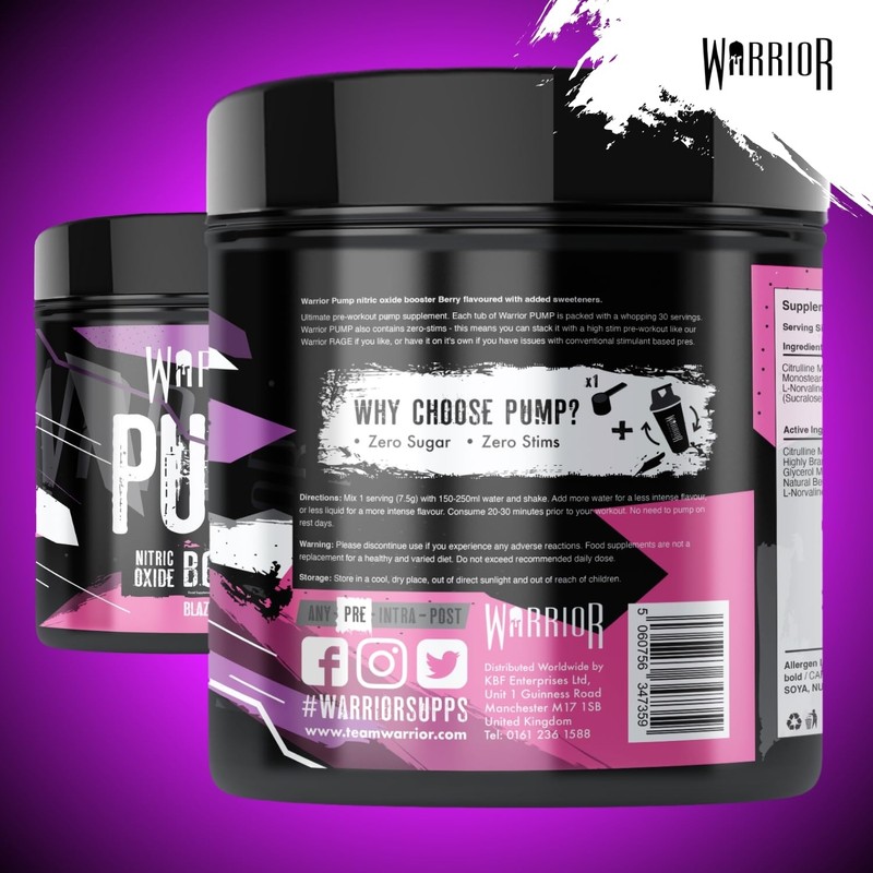 Warrior Pump Non Stim Pre-Workout Powder 225g – Nitric Oxide
