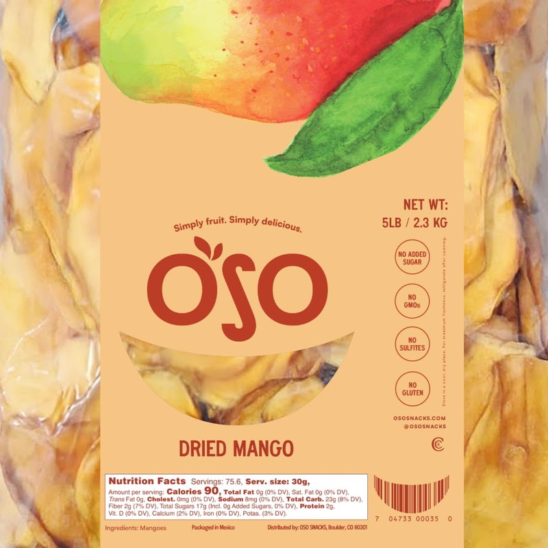 Oso Snacks Dried Mango Slices. Premium Quality, Large Round Halves!|