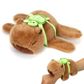 Capybara Snap Bracelet, Cuddly Toy, Gift for Children, Stuffed Toy with Turtle Backpack, Capybara Plush for Girls and Boys