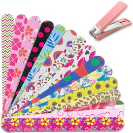 ETIAL Nail File Set for Natural Nails, 15pcs Double Sided 150 Grit Fingernails Emory Boards Buffer Manicure Tool for Shaping and Smoothing, Potable 7 Inch Nail Clippers for Woman Manicure and Pedicure