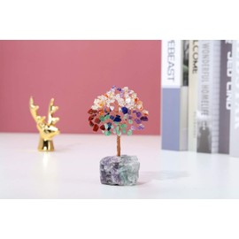 JSDDE 7 Chakra Crystal Tree Healing Crystals Gemstones Feng Shui Tree Natural Tumbled Stones Money Life Tree Figurines