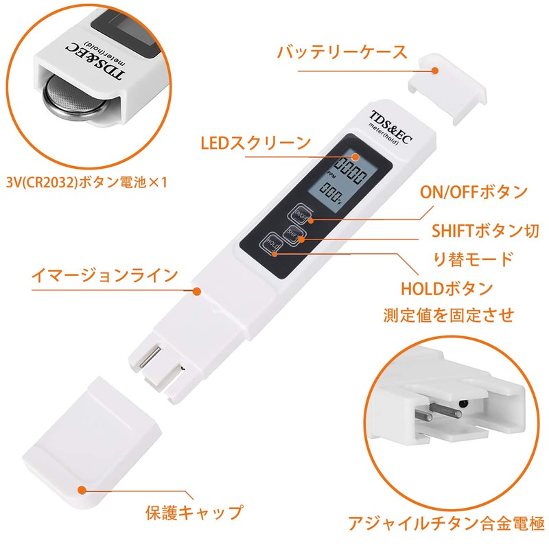 GOOMAND TDS EC Meter Measuring Range 0-9990us/cm 0-9999ppm Water Temperature