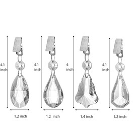 Pumtus 16 Pack Tablecloth Weights, Crystal Table Cover Pendant with Metal Clip Clamps, Glass Heavy Teardrop Prisms Table Cloth Hangers for Decoration, Outdoor Picnic, Family Dinner Party