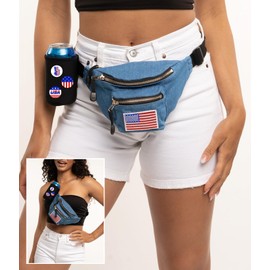 Tipsy Elves USA Patriotic Blue Jean Buckle Fanny Pack