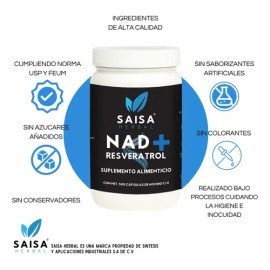 Nad+ 500 Cápsulas | Resveratrol | Suplemento Alimenticio