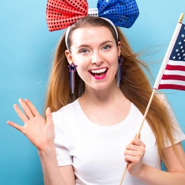 Mintolex 4th of July Star Tassel Earrings Patriotic Rhinestone Dangle Earrings for Women Boho Long Drop Crystal American Flag Jewelry for Independence Day, Hollow Star