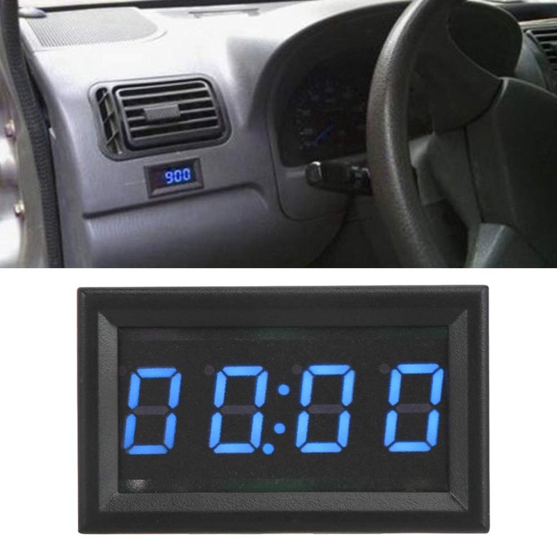 Akozon YB27T LED Electronic Digital Luminous Car Clock Accessories Decoration