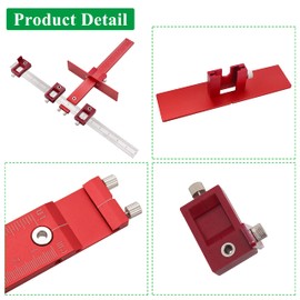 Cabinet Hardware Jig Tool Both Inch and Metric，for Handles and Knobs Drawer Guide Jig on Doors and Drawer Fronts-Red
