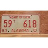 1980 ALABAMA License Plate Heart of Dixie antique vintage auto