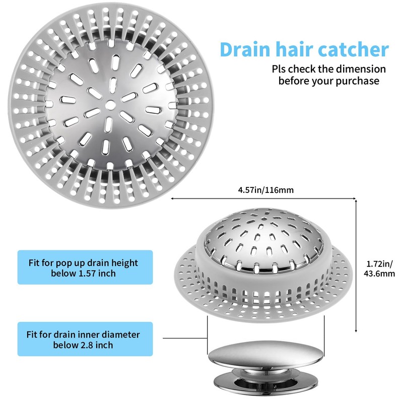 Aluvor Shower Drain Hair Catcher, Shower Drain Cover, Bathtub Drain