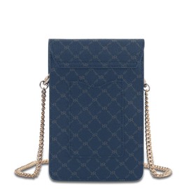 Rioni STA20300 Signature RR Monogram Designer Navy Canvas With Leather Trim Smart Phone Crossbody