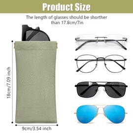 Sightor Sunglass Case, 2 Pcs Travel Soft Eyeglass Cases for Women Portable Squeeze Top Leather Glasses Pouch (Rose, Green)