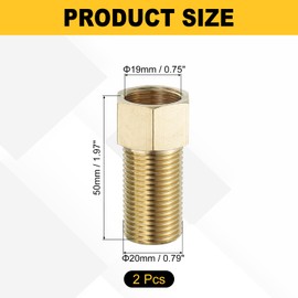 sourcing map Brass Pipe Fitting, 2Pcs G1/2 Male x G1/2 Female 50mm Brass Reducer Adapter Pipe Extension Fittings, Reducer Hex Bushing Threaded Pipe Fitting for Water, Gas, Oil Pipeline Systems