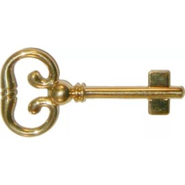 Furniture Knowledge Blank Key for Roll Top Desk Lock - Brass Polished Skeleton Antique
