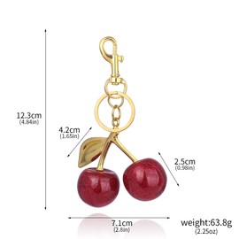 Disengor Cherry Purse Bag Charms Keychain - Cute Women Handbags and Tote Bags Jewelry Accessories - Unique Gifts for Mothers Day,Valentines Day,Birthday,Christmas