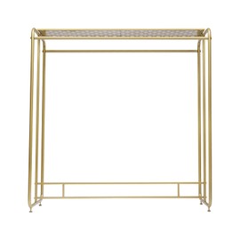 HinLIaDa Modern Metal Clothes Rack, Heavy Duty Gold Clothing Rack for Boutique Use, Metal Garment Rack with Top Shelf, Portable Drying Racks, Display Racks, Dual-bar Clothes Rack for Retail Display