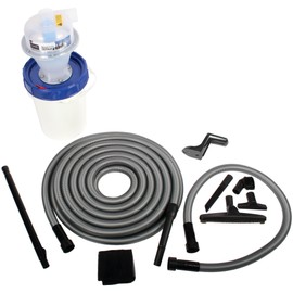 Cen-Tec Systems 98746-AZ Assembled Quick Click Dust Separator with Locking 5 Gallon Collection Bin and 50 Ft. Hose Garage Attachment Kit for Wet/Dry Vacuums, Black