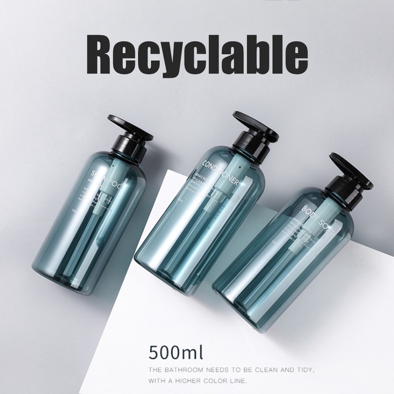 3PCS 300ml/500ml Press Liquid Soap Dispenser Reusable and Refillable Shampoo
