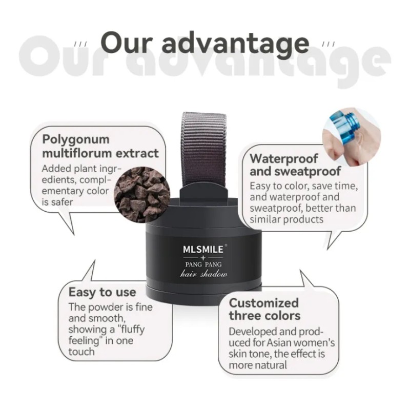 Polvo De Maquillaje De Fibra Capilar Cubre Raíz De Cabello