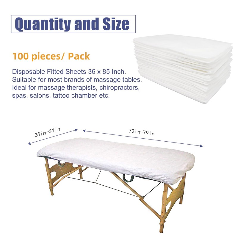 100PCS Disposable Fitted Massage Table Sheets, Heavy Duty Elastic Disposable